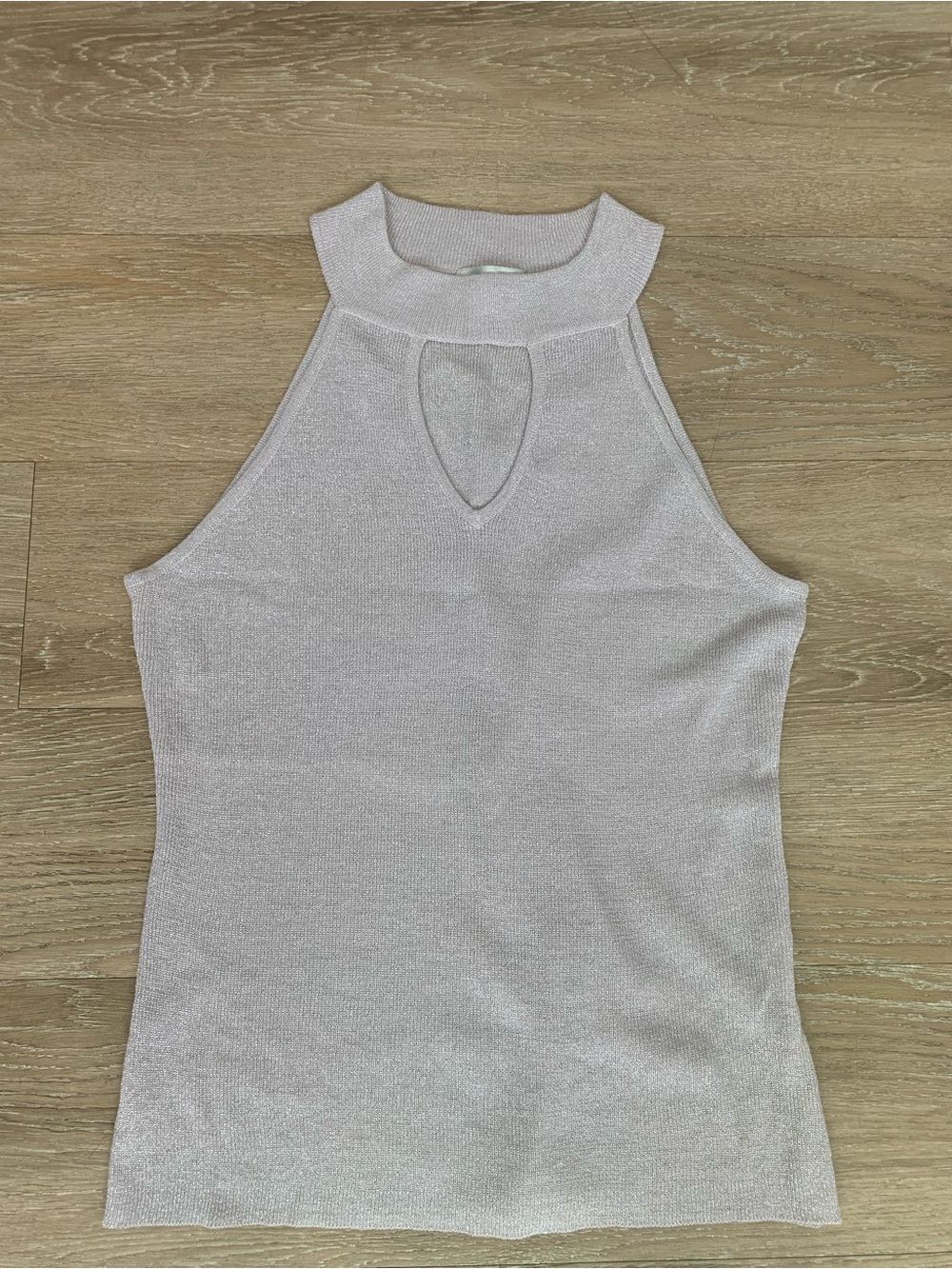 BCShimmery Halter Tank Top with Keyhole in Pale Purple Size XL